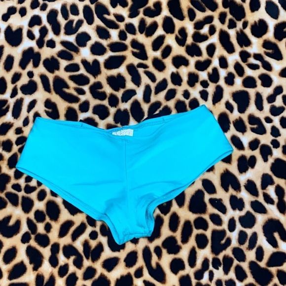•LOLLI•ILOVELOLLI.COM TURQUOISE & BLACK LARGE 🎀BOW BACK SWIM BOTTOMS SIZE SMALL - Picture 4 of 4